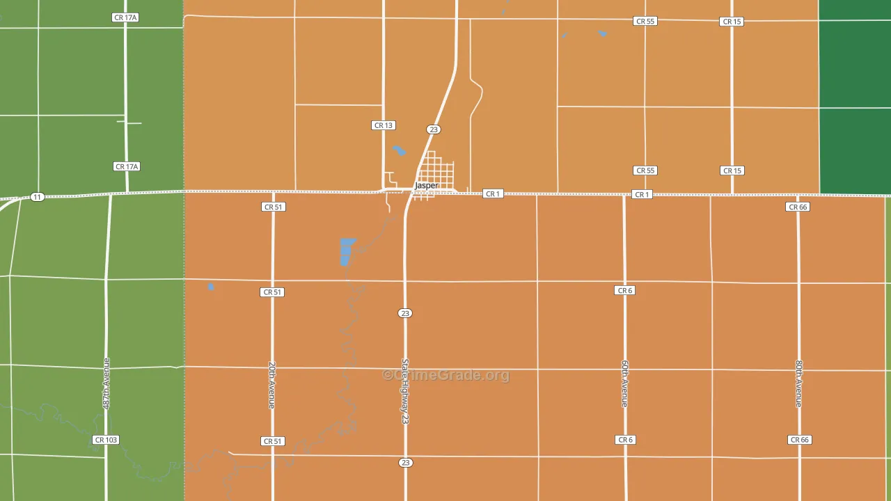 Jasper, MN Map of Arson Rates