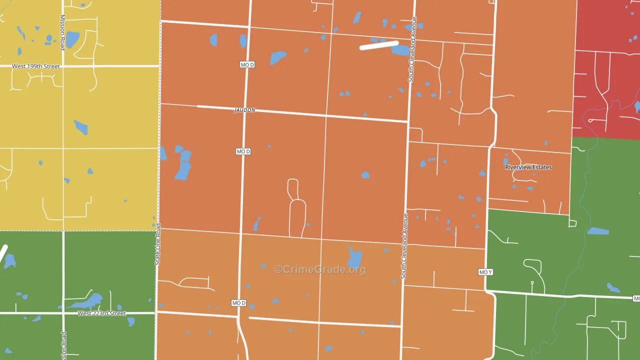 Jaudon, MO Map of Arson Rates