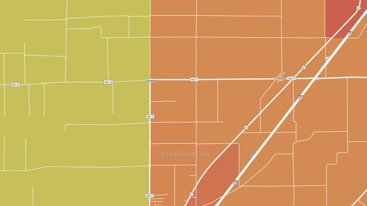 Jaywye, MO Map of Arson Rates