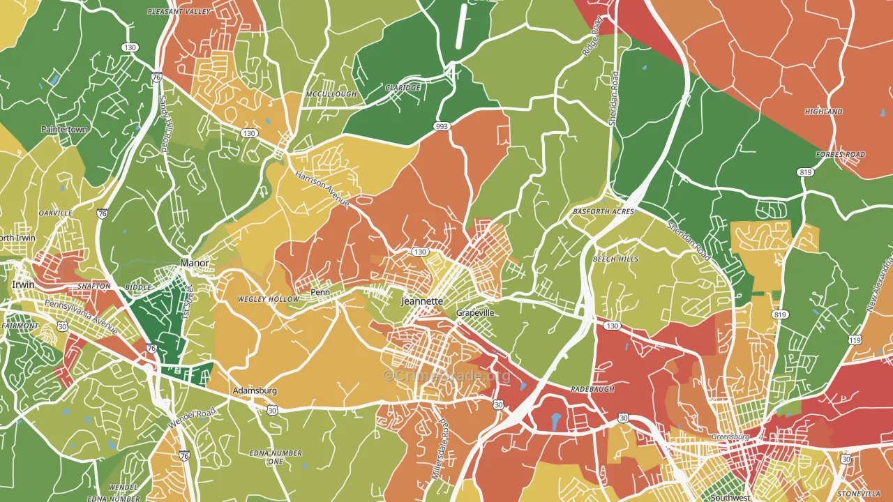 Jeannette, PA Map of Arson Rates