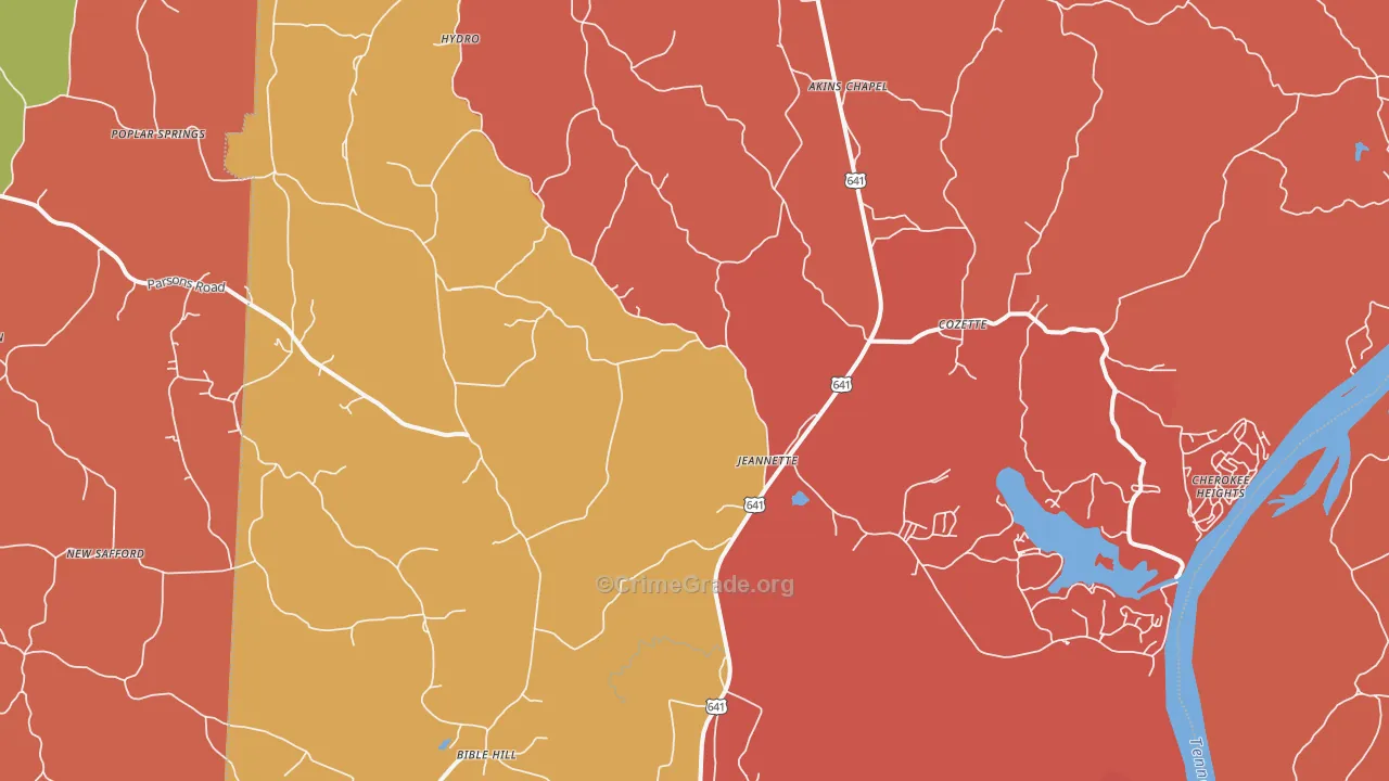 Jeannette, TN Map of Arson Rates