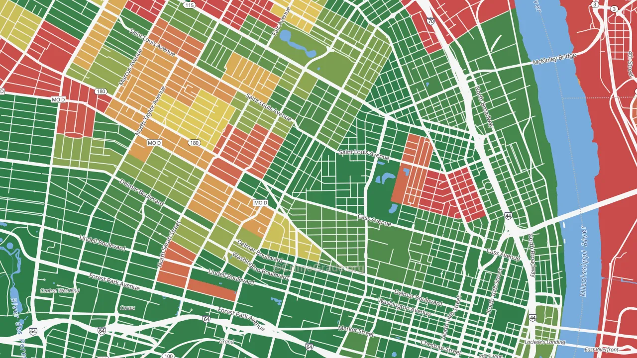 Jeff-Vander-Lou, St. Louis, MO Map of Arson Rates