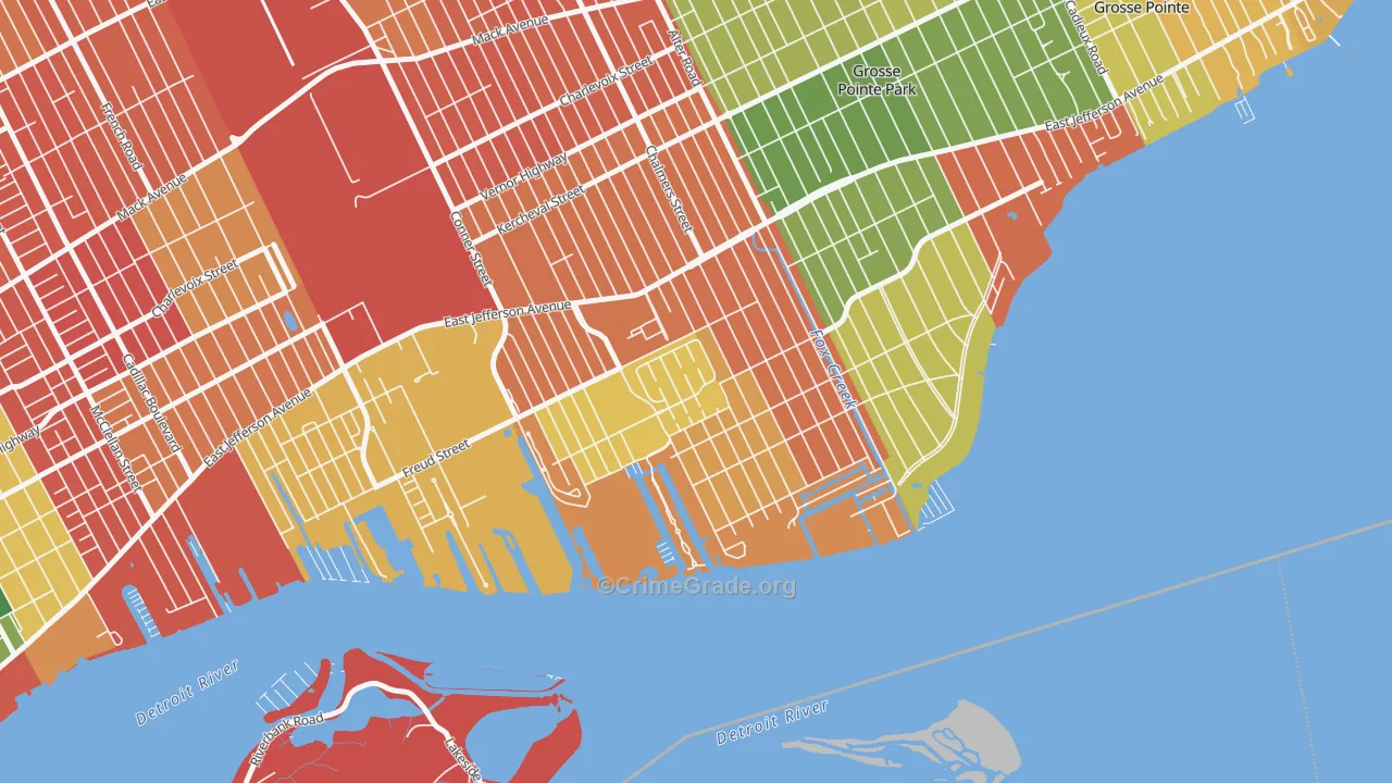 Jefferson Chalmers, Detroit, MI Map of Arson Rates