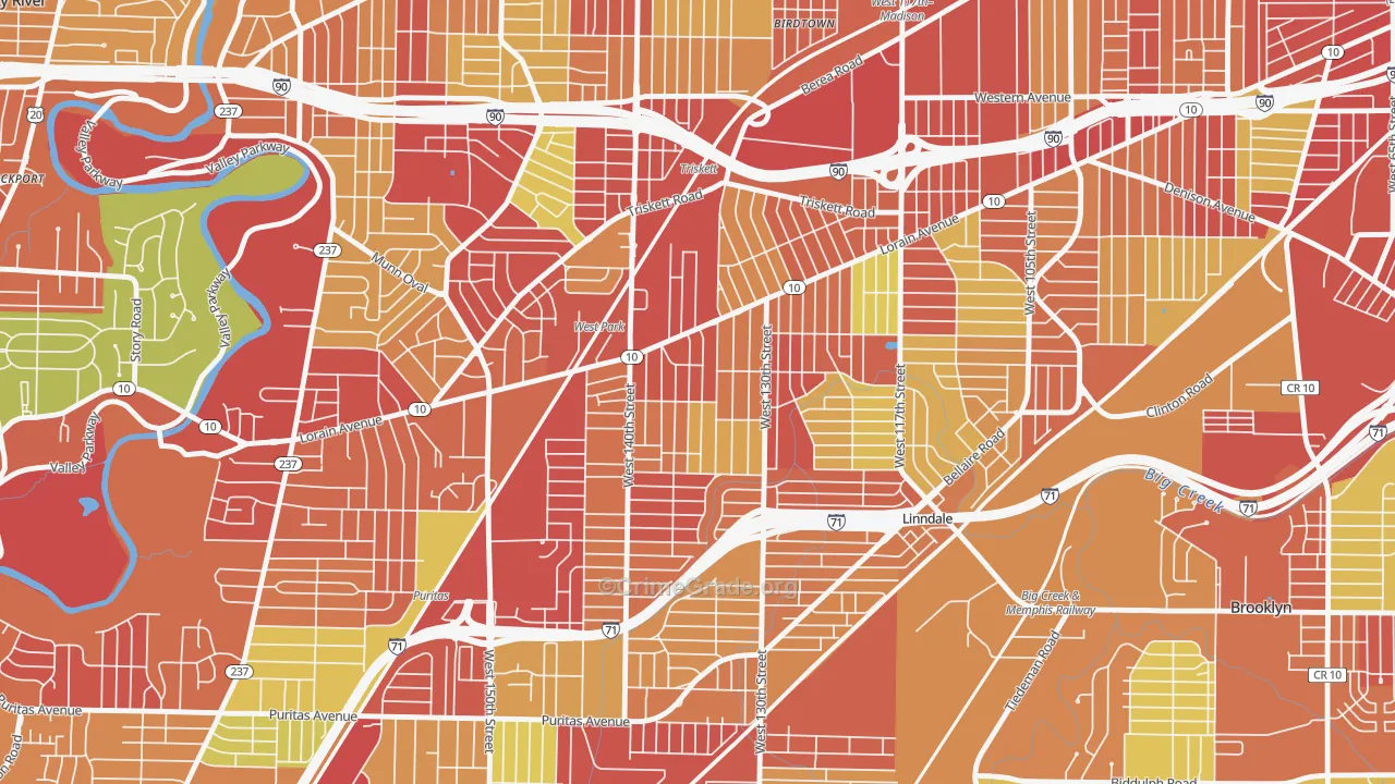 Jefferson, Cleveland, OH Map of Arson Rates