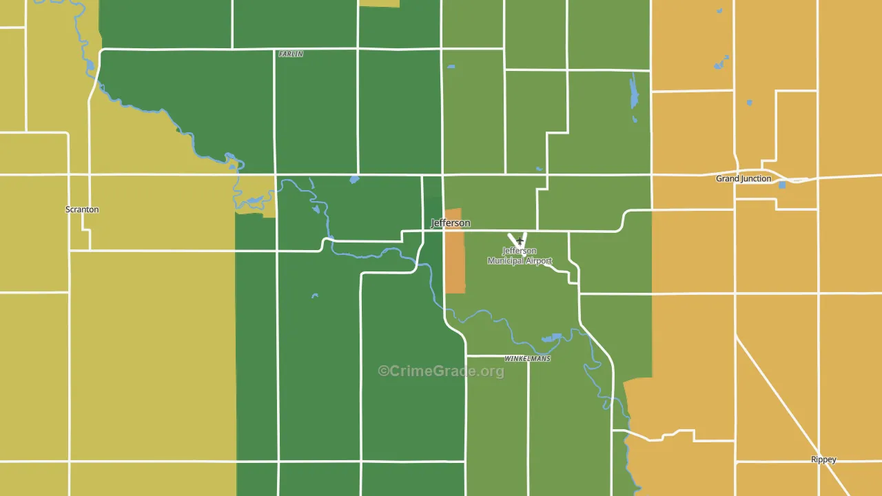 Jefferson, IA Map of Arson Rates