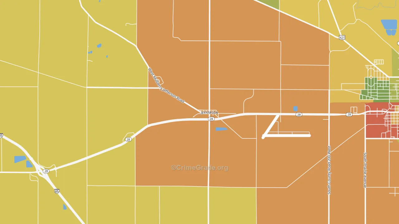 Jefferson, IN Map of Arson Rates