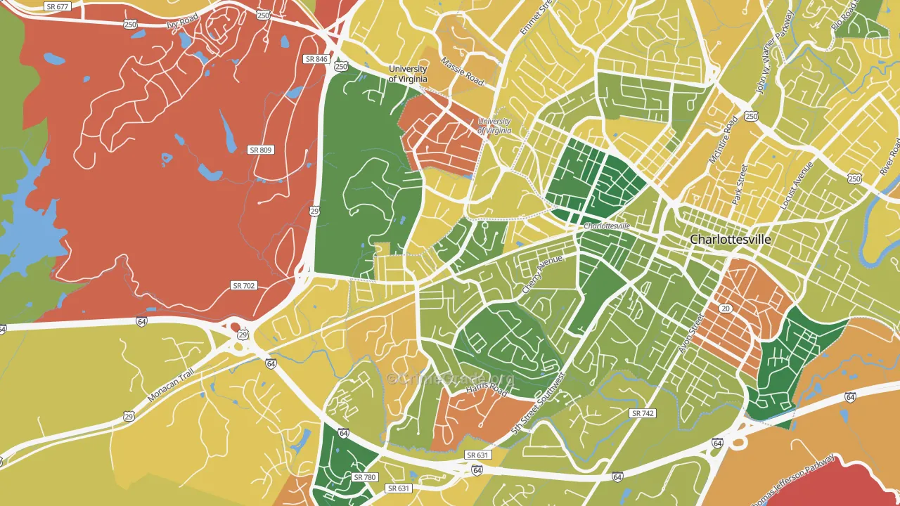 Jefferson Park, Charlottesville, VA Map of Arson Rates