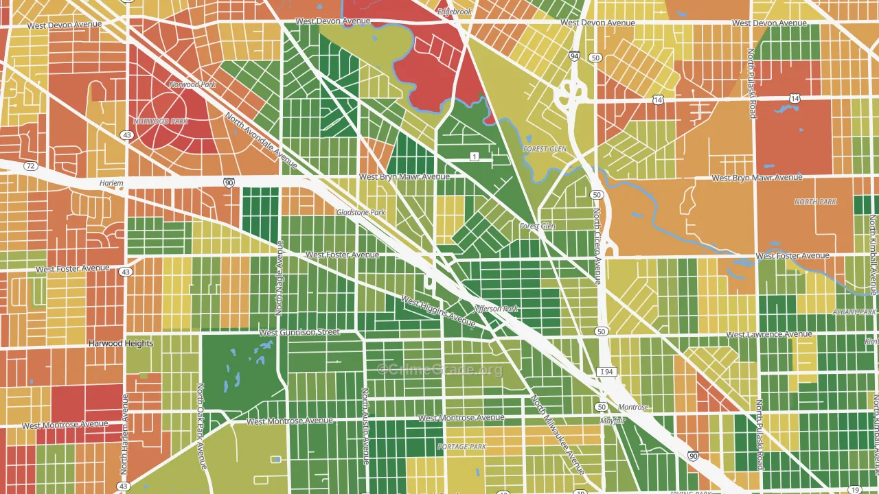 Jefferson Park, Chicago, IL Map of Arson Rates