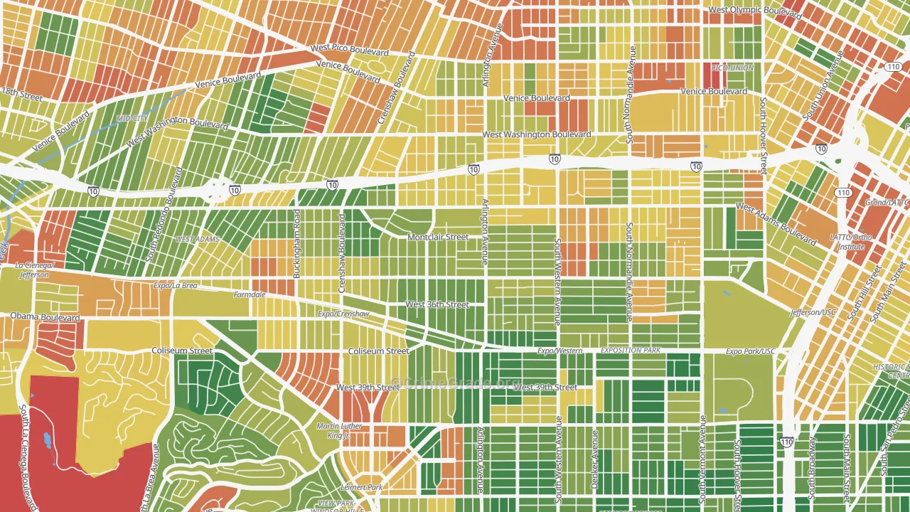 Jefferson Park, Los Angeles, CA Map of Arson Rates