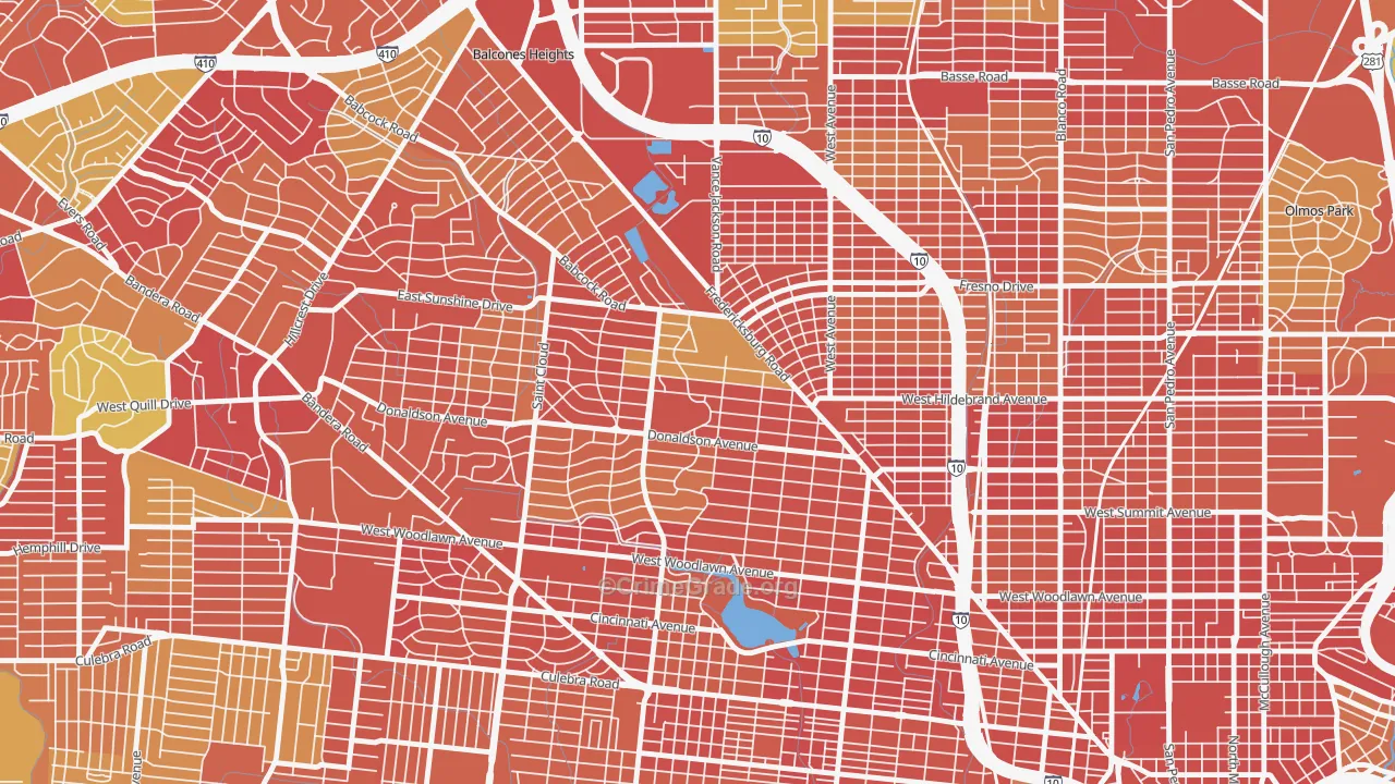 Jefferson, San Antonio, TX Map of Arson Rates