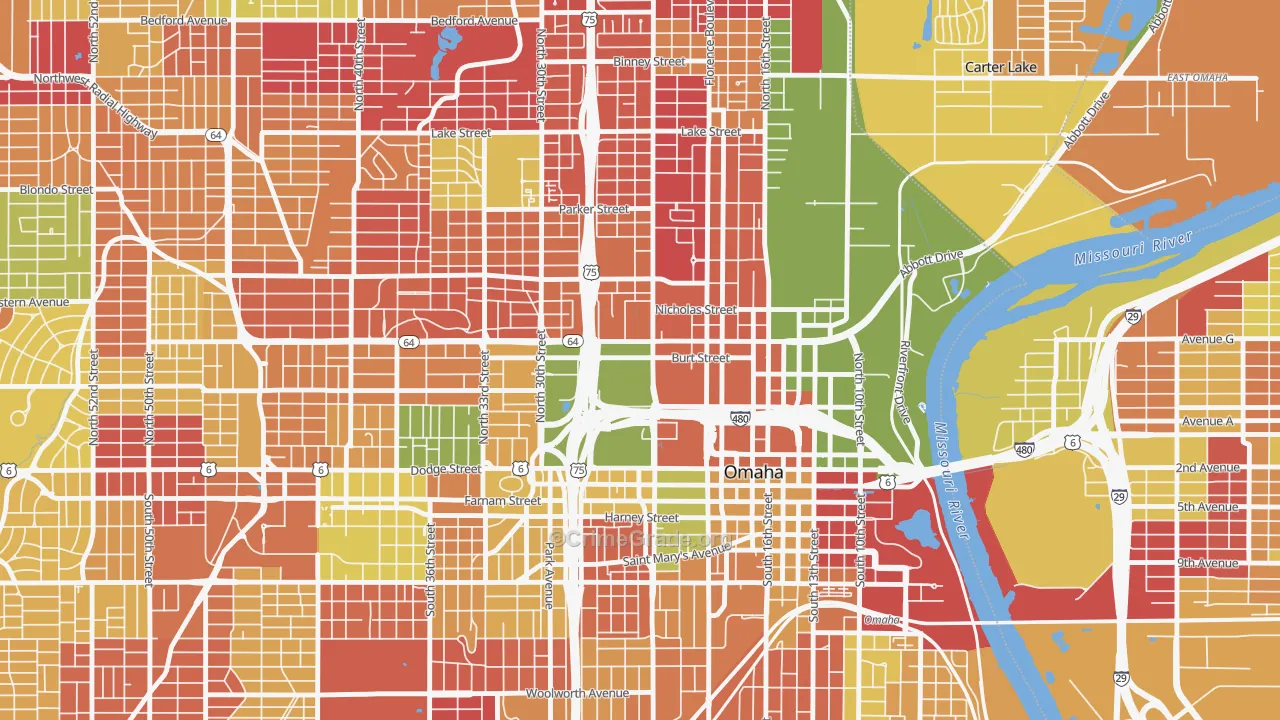 Jefferson Square, Omaha, NE Map of Arson Rates
