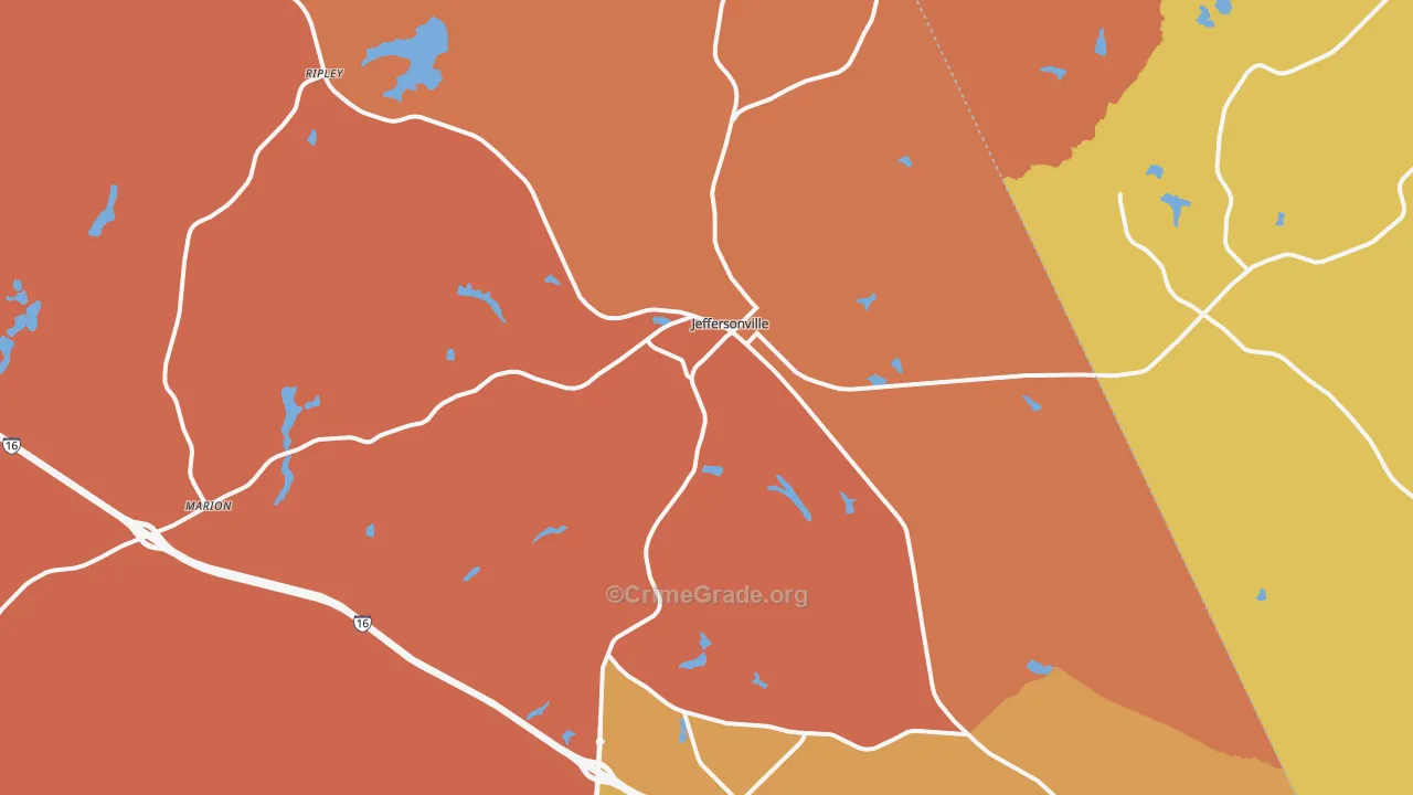 Jeffersonville, GA Map of Arson Rates