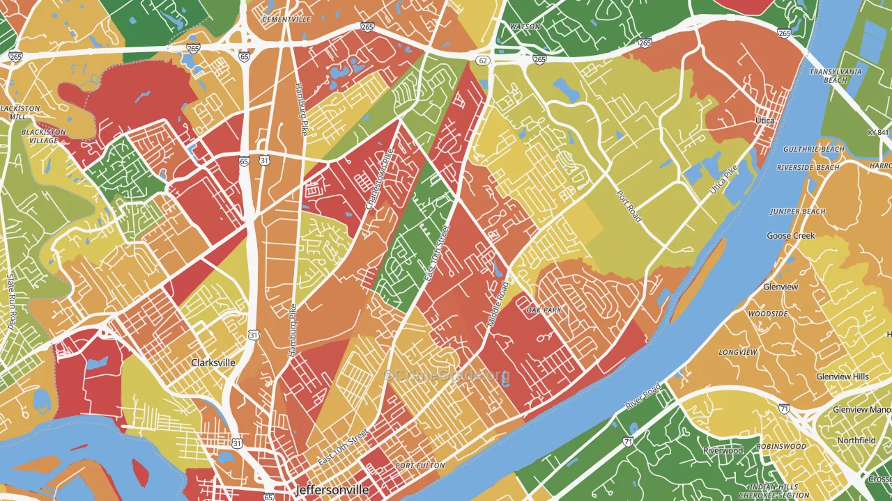 Jeffersonville, IN Map of Arson Rates