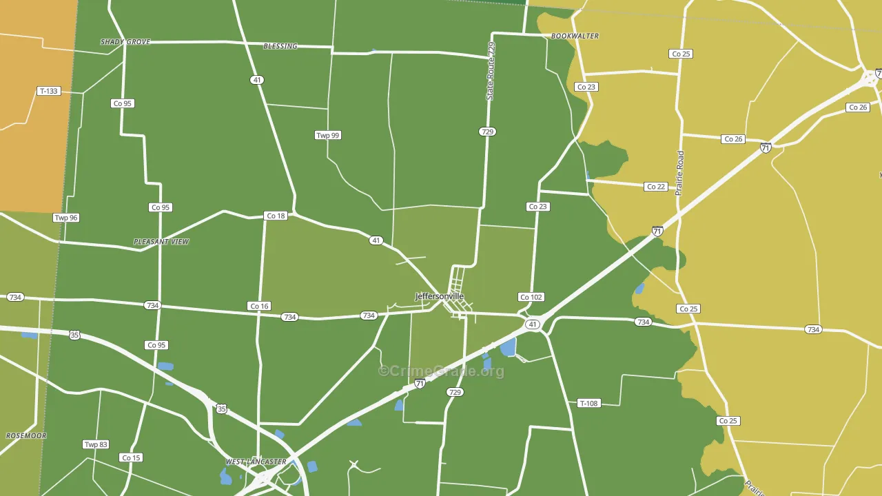 Jeffersonville, OH Map of Arson Rates