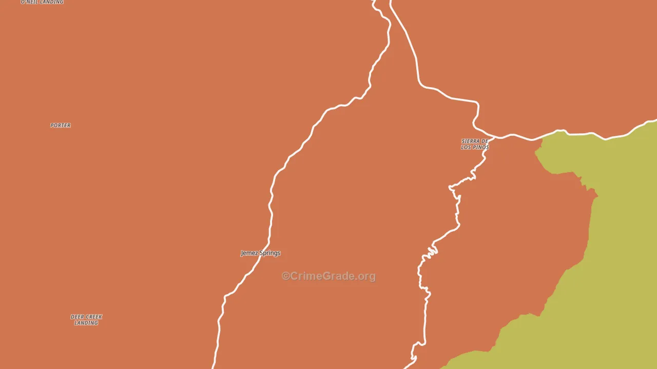 Jemez Springs, NM Map of Arson Rates