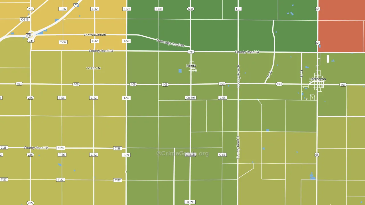 Jenera, OH Map of Arson Rates