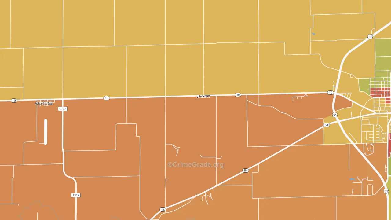 Jenkins, IL Map of Arson Rates