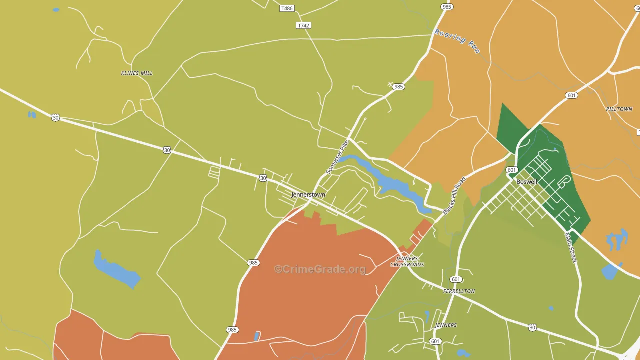 Jennerstown, PA Map of Arson Rates
