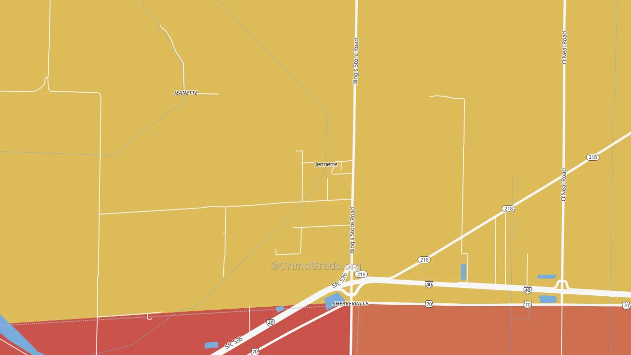 Jennette, AR Map of Arson Rates