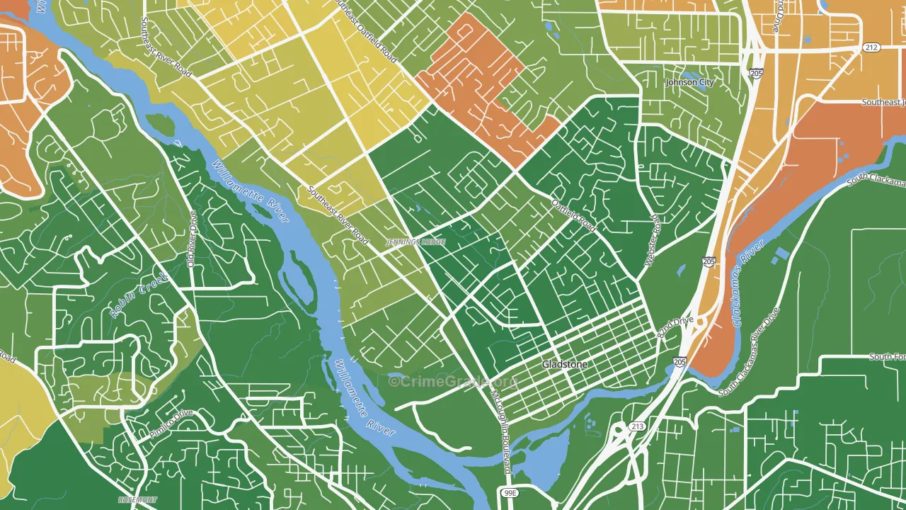 Jennings Lodge, Portland, OR Map of Arson Rates