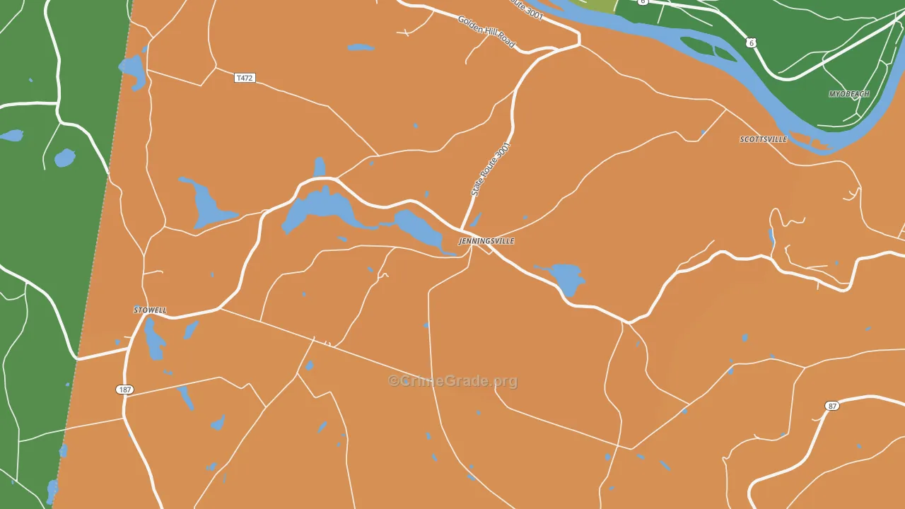 Jenningsville, PA Map of Arson Rates