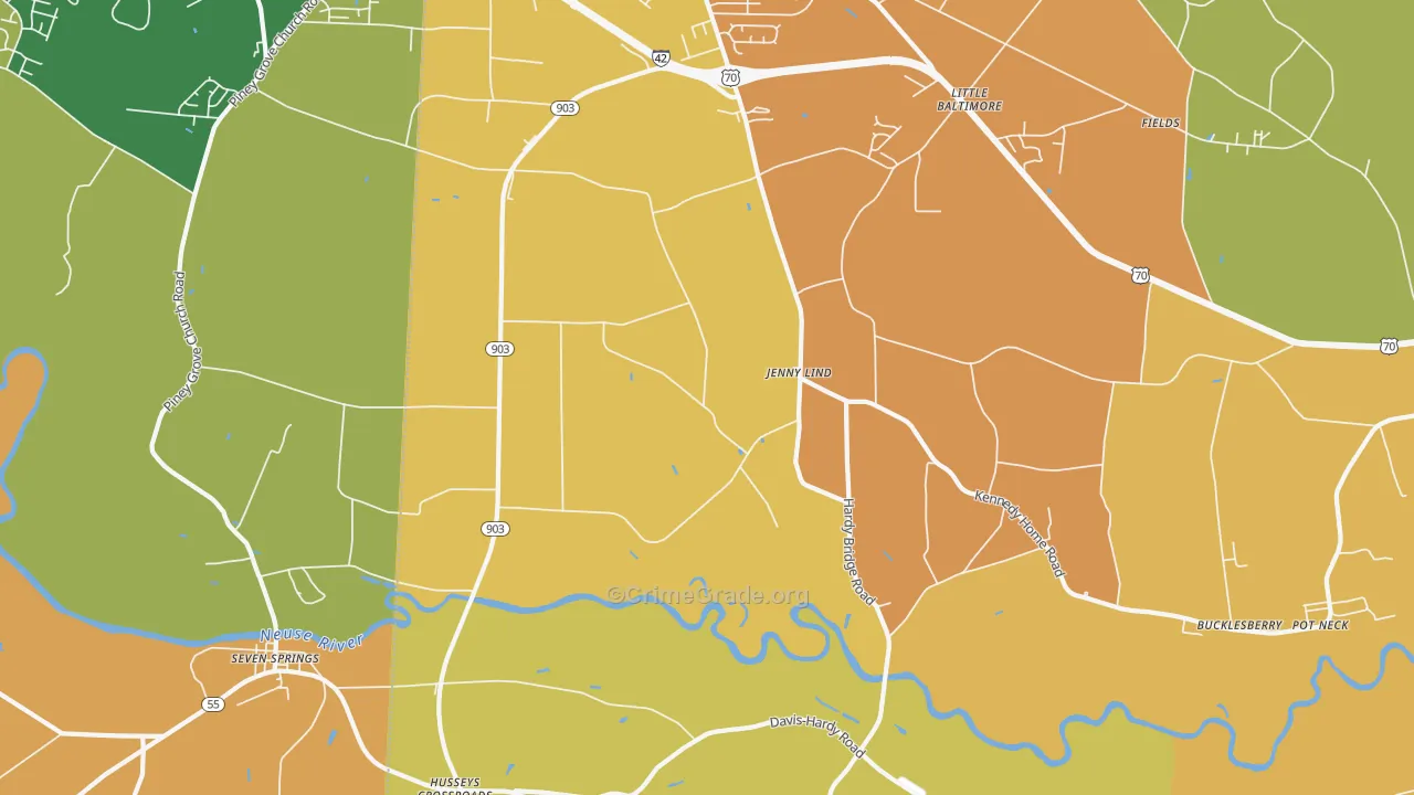 Jenny Lind, NC Map of Arson Rates