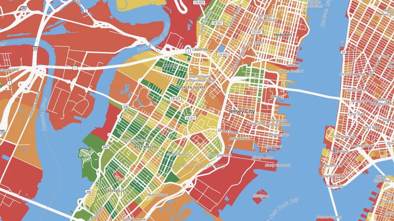 Jersey City, NJ Map of Arson Rates