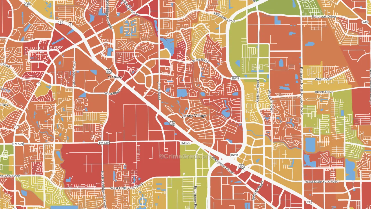 Jersey Village, TX Map of Arson Rates