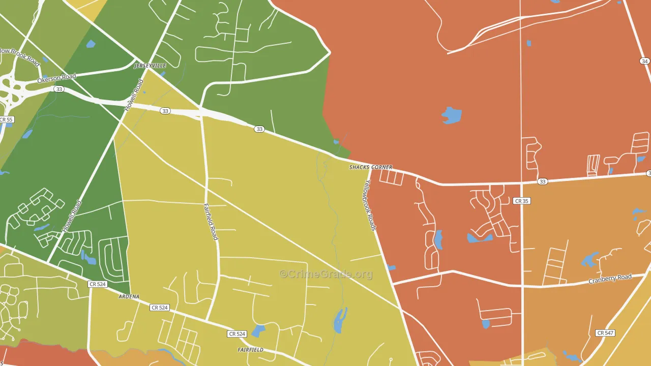 Jerseyville, NJ Map of Arson Rates
