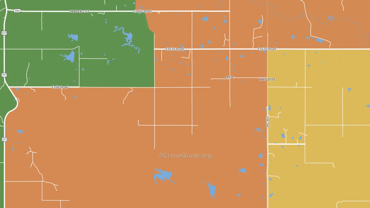 Jesse, OK Map of Arson Rates