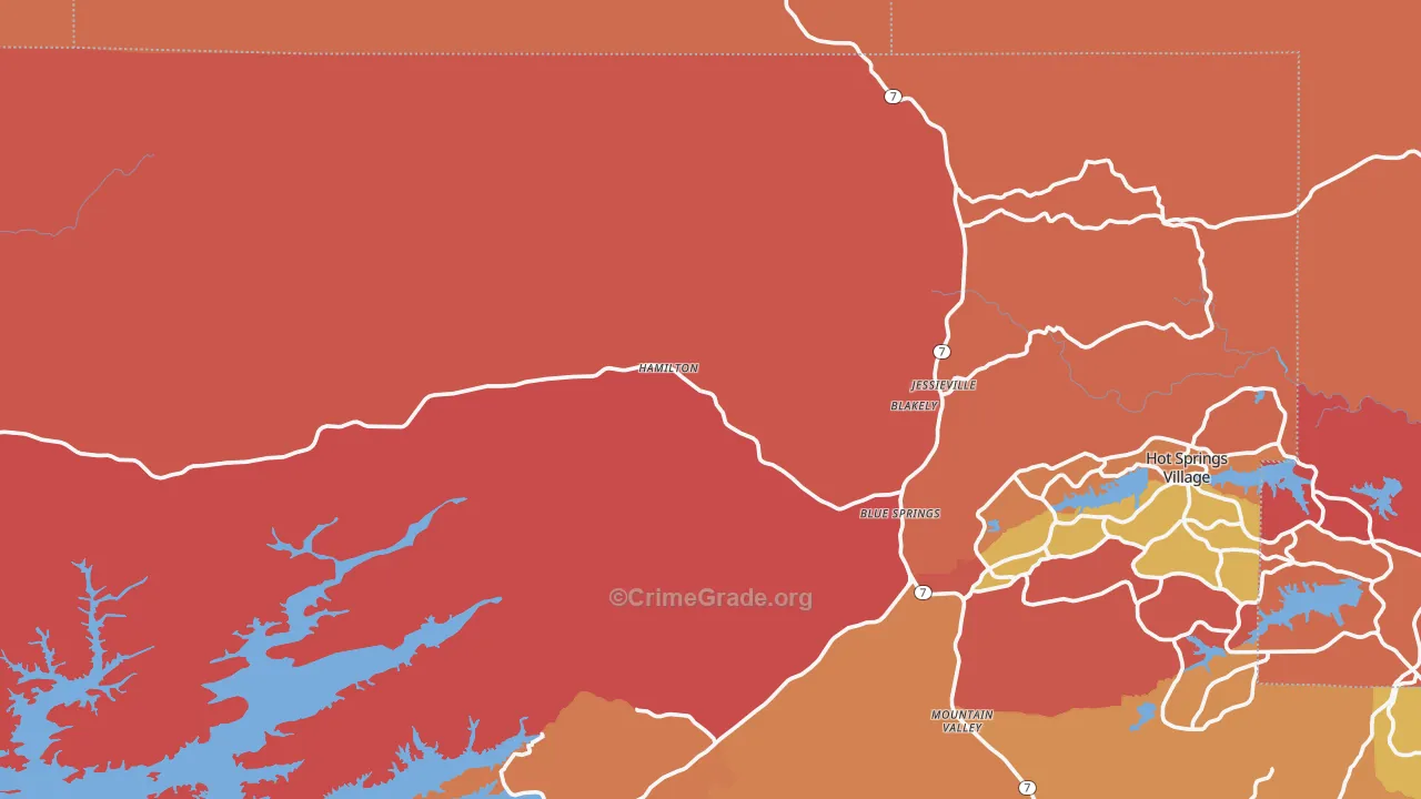 Jessieville, AR Map of Arson Rates