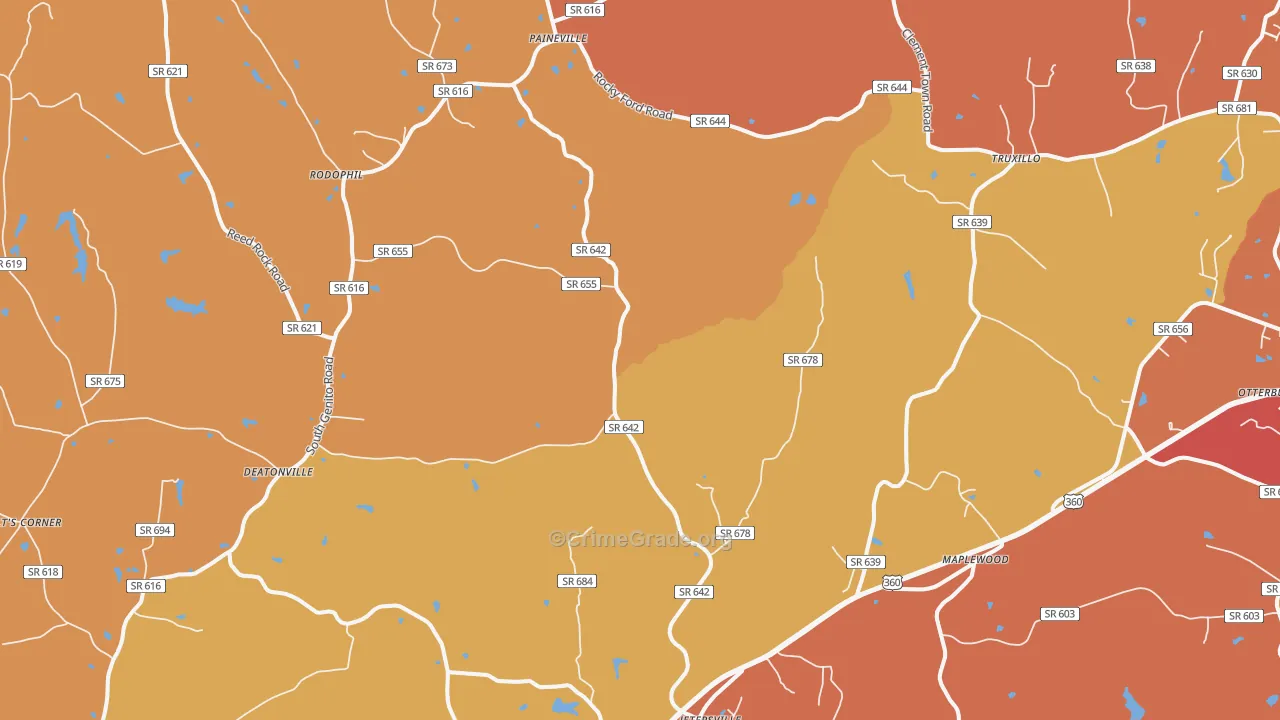 Jetersville, VA Map of Arson Rates