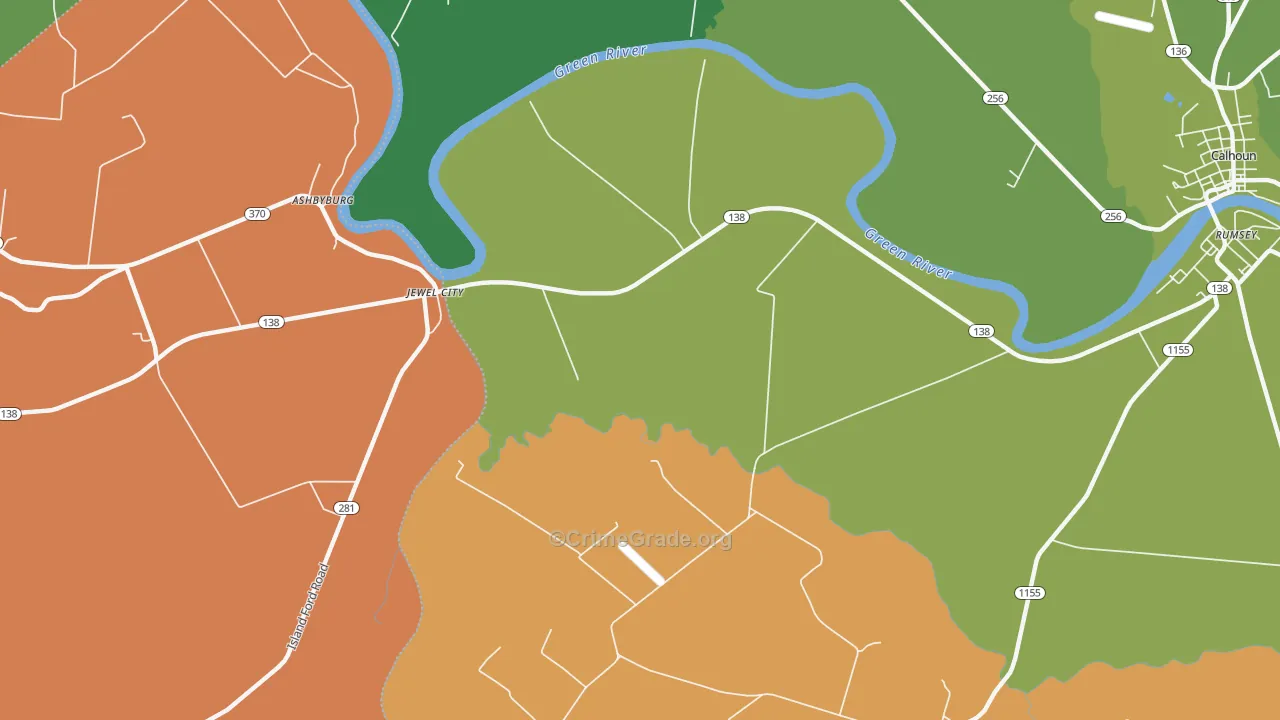 Jewel City, KY Map of Arson Rates