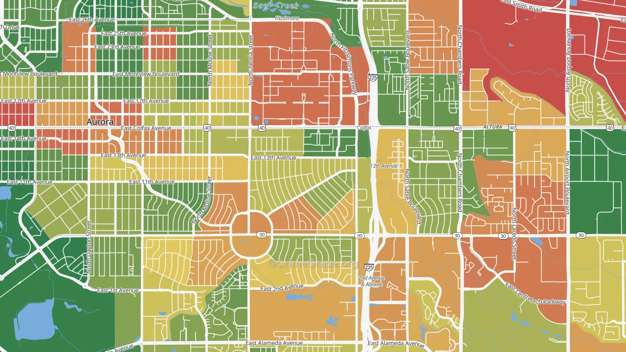 Jewell Heights-Hoffman Heights, Aurora, CO Map of Arson Rates