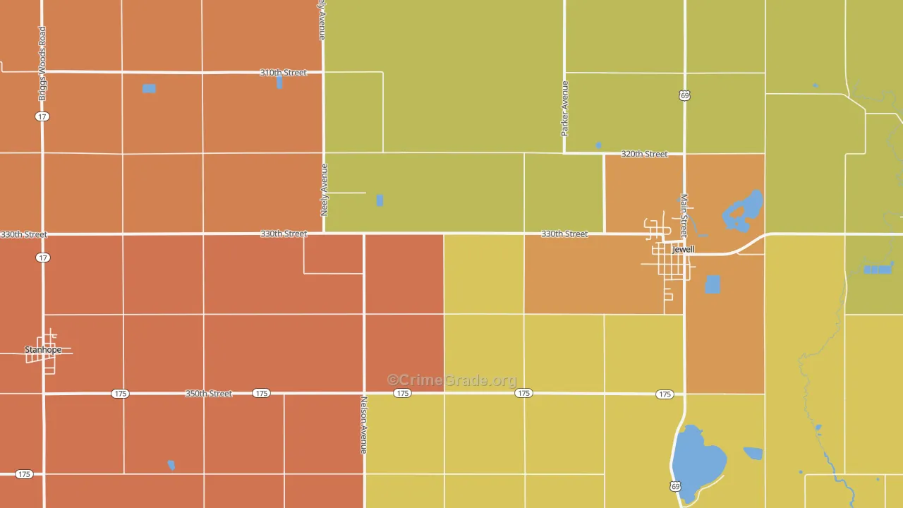 Jewell, IA Map of Arson Rates