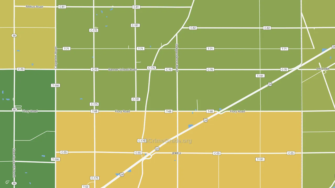 Jewell, OH Map of Arson Rates