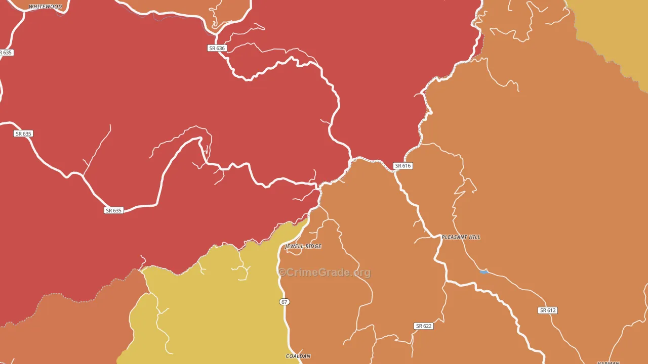 Jewell Ridge, VA Map of Arson Rates