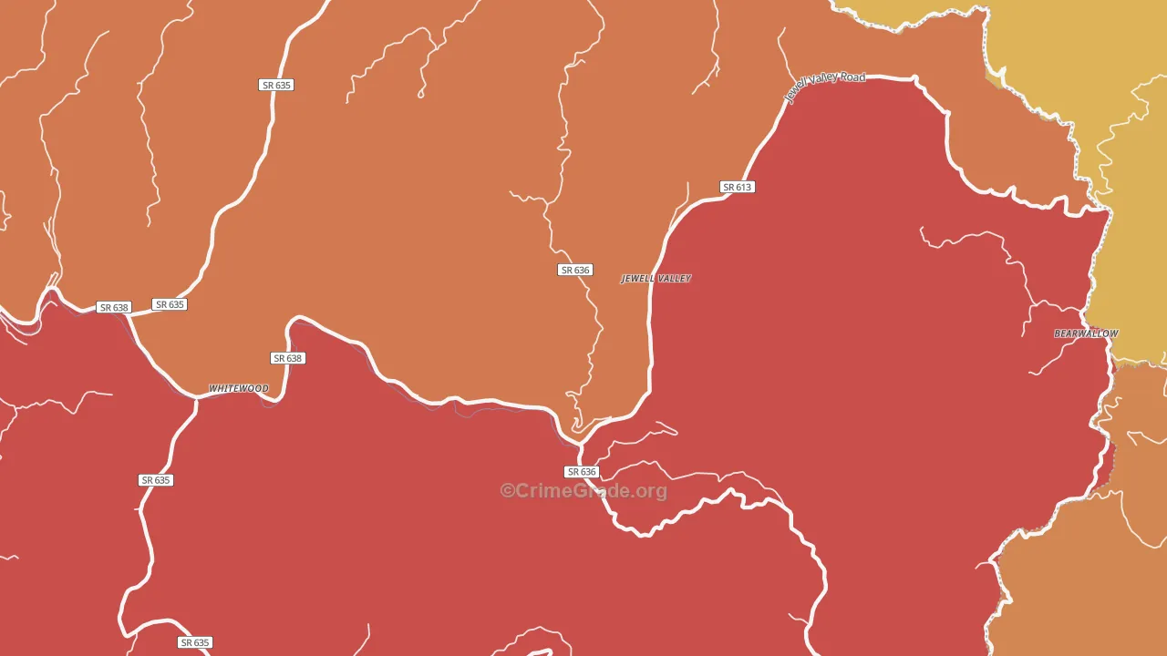 Jewell Valley, VA Map of Arson Rates