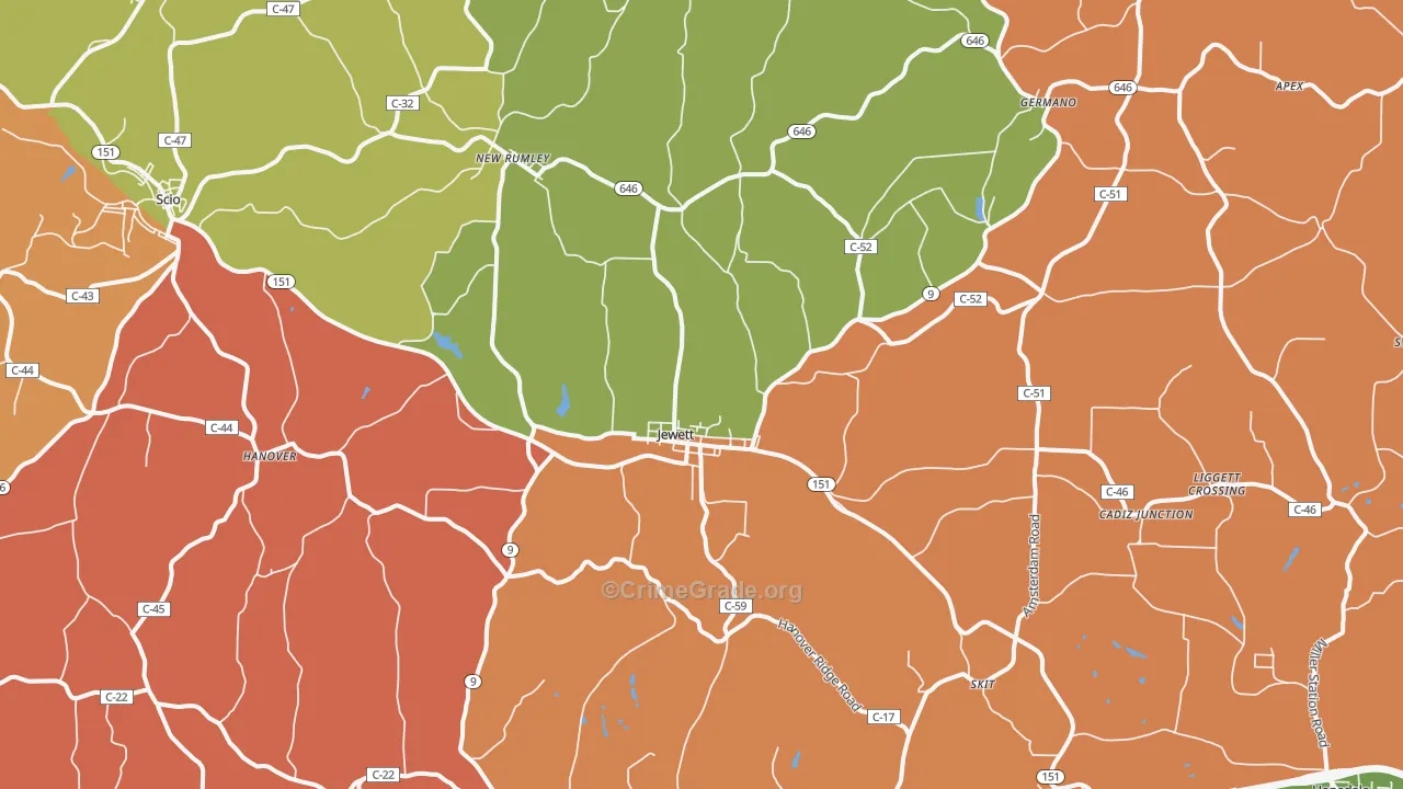 Jewett, OH Map of Arson Rates