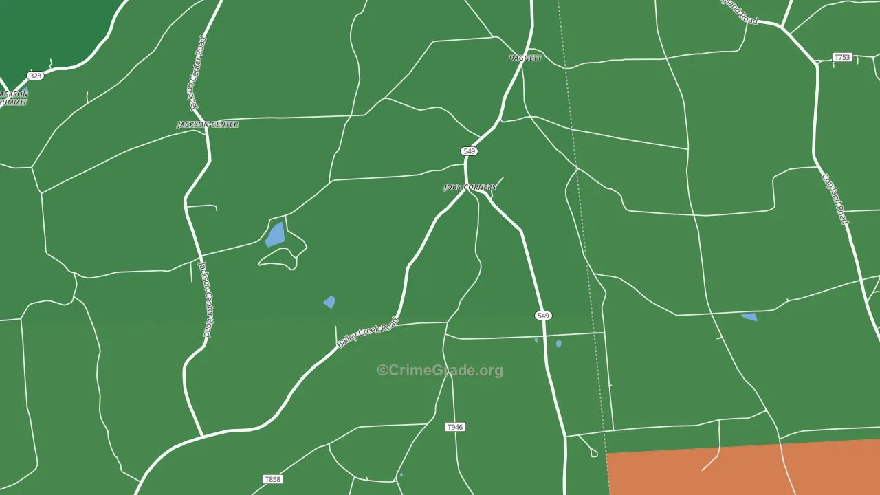 Jobs Corners, PA Map of Arson Rates