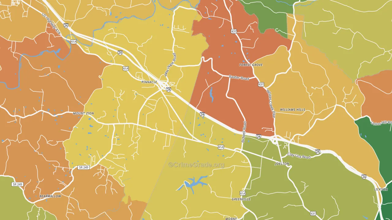 Joelton, TN Map of Arson Rates