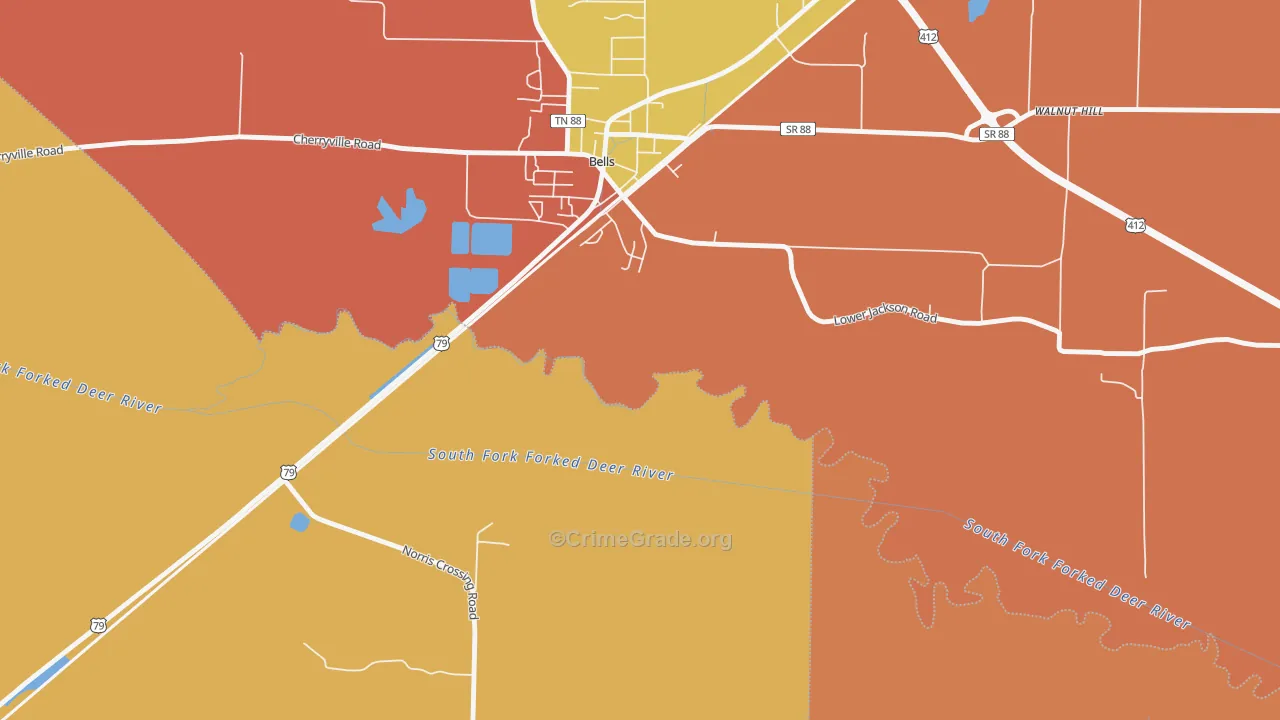 Johnsons Grove, TN Map of Arson Rates