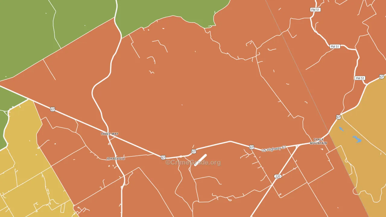 Johnsville, TX Map of Arson Rates