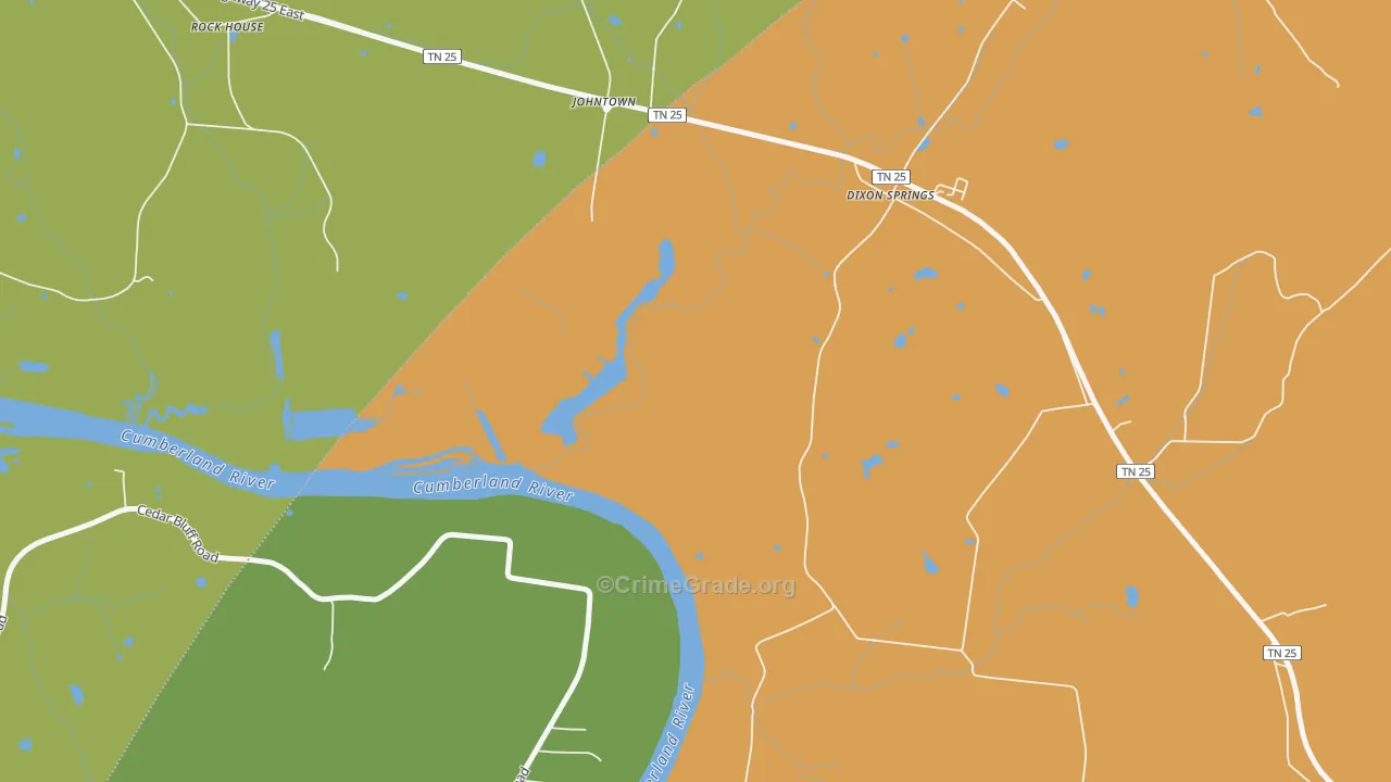 Johntown, TN Map of Arson Rates