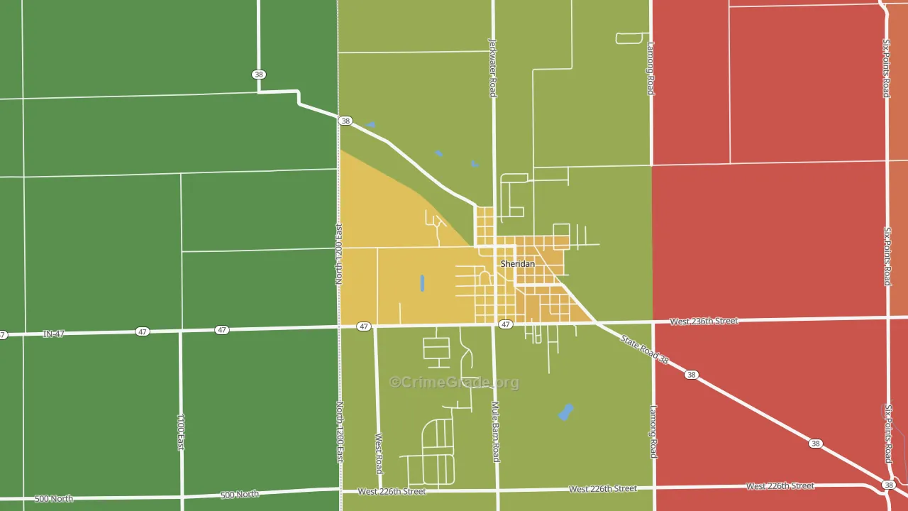 Jolietville, IN Map of Arson Rates