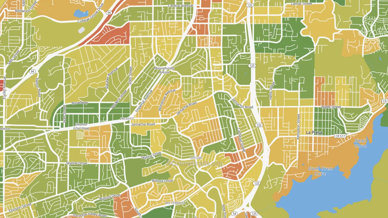 Jomacha-Lomita, San Diego, CA Map of Arson Rates