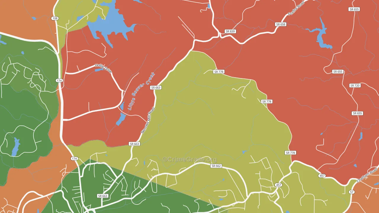 Jones Creek, VA Map of Arson Rates