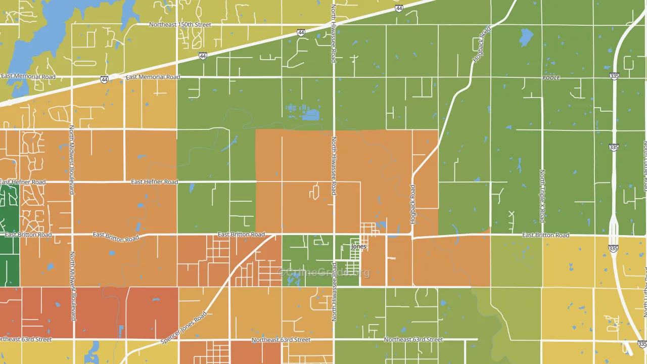 Jones, OK Map of Arson Rates