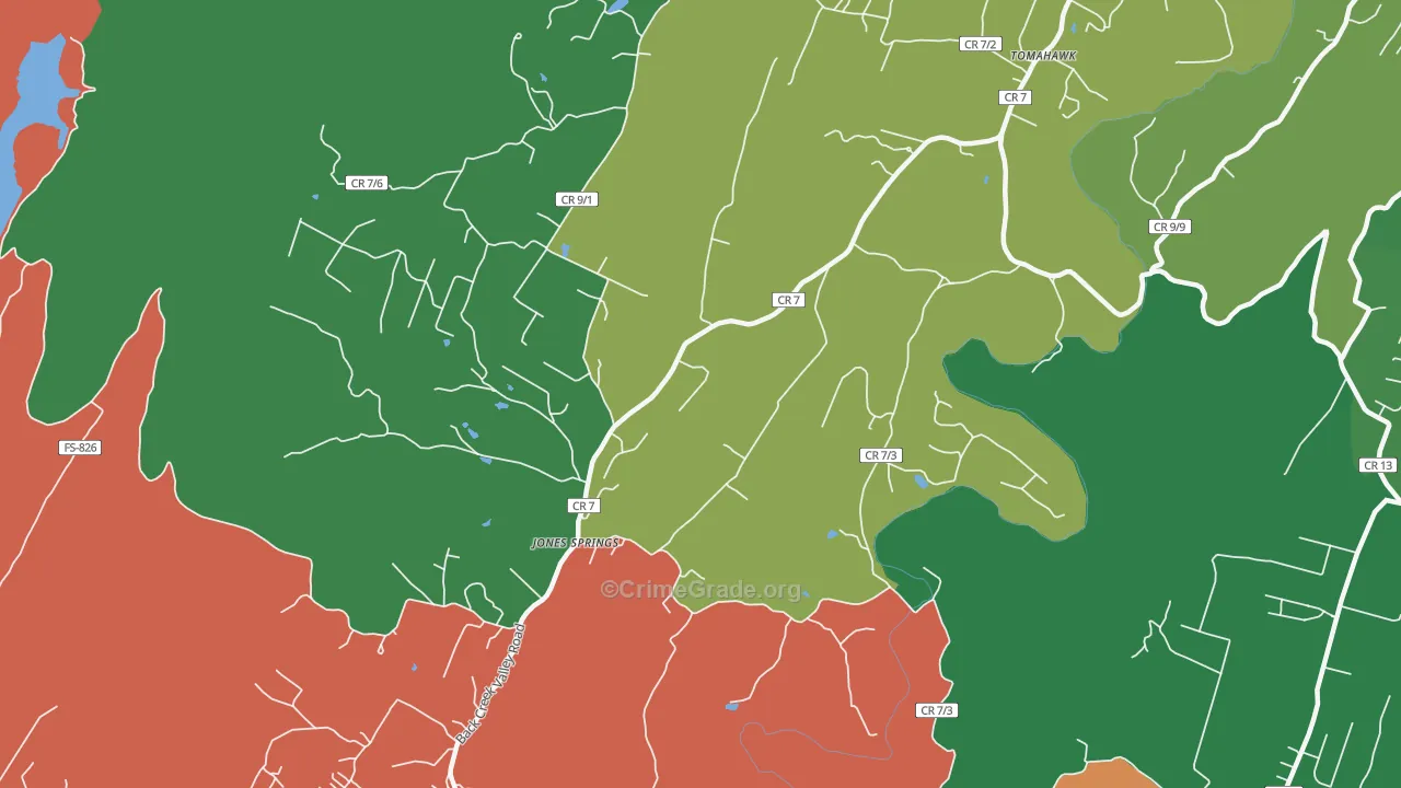 Jones Springs, WV Map of Arson Rates