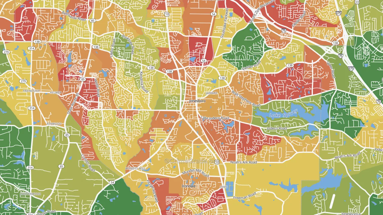 Jonesboro, GA Map of Arson Rates